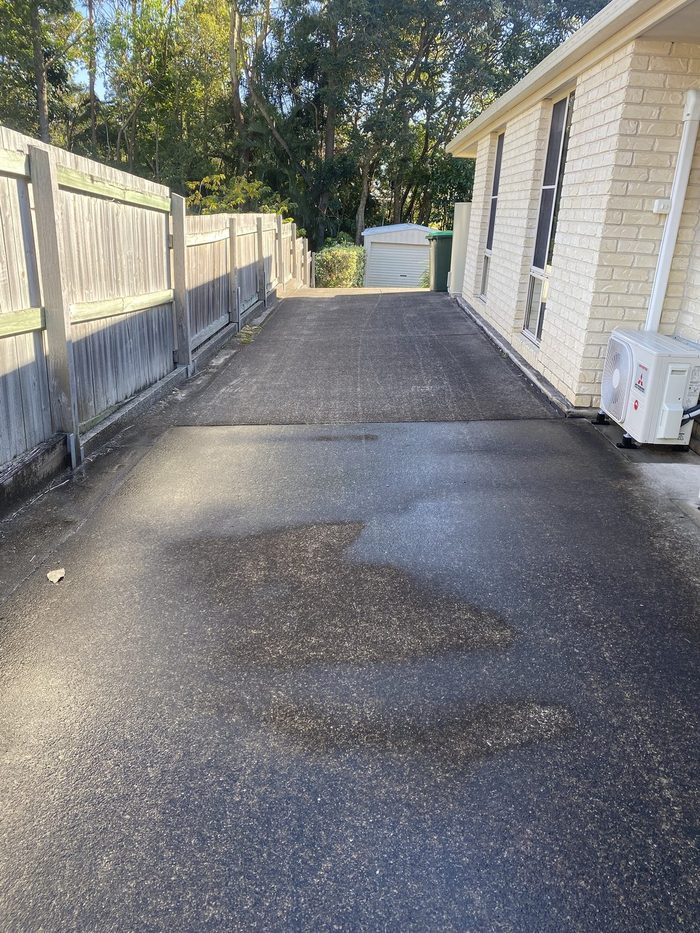 A driveway before we washed it